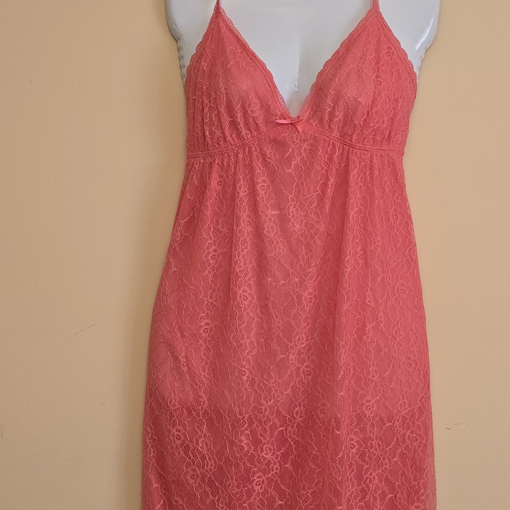 Alfani Pink Lace Chemise Silky Sleepwear